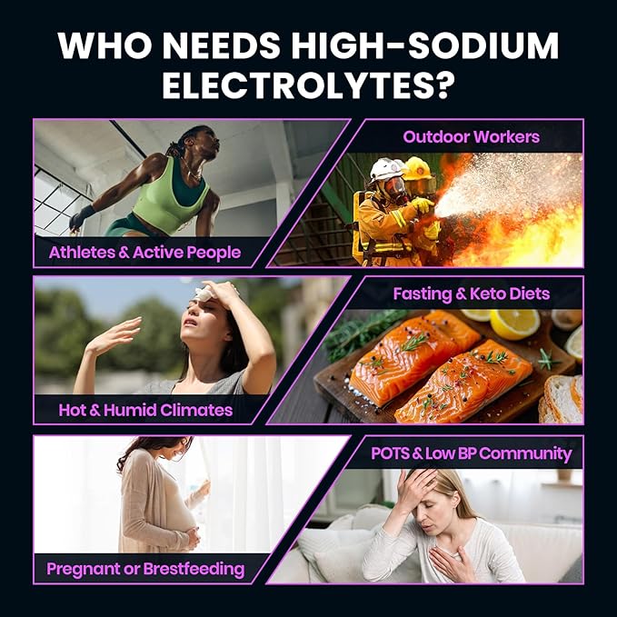 Venture Pal High Sodium Sugar-Free Electrolyte Powder Packets - Hydration Packets with Sodium, Potassium & Magnesium | Zero Calories | Vegan, Keto, and Paleo Friendly | 30 Sticks