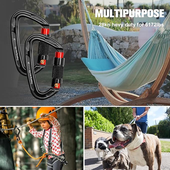 Oupeng sky Auto Locking Carabiner Clips - 28KN (6172lbs) Heavy Duty Caribeaners, Large Carabiner Clip for Keychains，Hammock，Camping, Gym, Hiking, Outdoor ，Dog Leash
