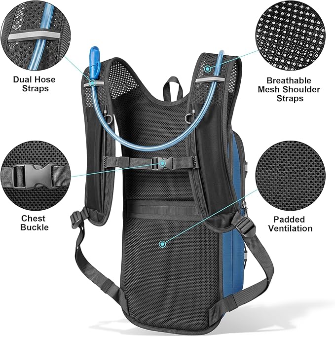 MIYCOO Hydration Backpack - Lightweight Water Backpack with 2L Water Bladder Bag, Running Hydration Vest Backpack for Men Women, Hydration Pack for Hiking, Cycling, Climbing