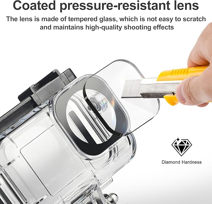 FitStill 196FT/60M Waterproof Case Compatible for DJI Osmo Action 5 Pro Action 4 Action 3,Underwater Diving Protective Cover Cage Shell Accessories Invisible Dive Housing for Action 5 Pro/4/3 Camera
