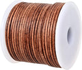 GENIQUE Real/Genuine Round Leather String Cord for Necklace, Bracelets, Jewellery, Braiding (1.5mm, Saddle Brown Distressed)