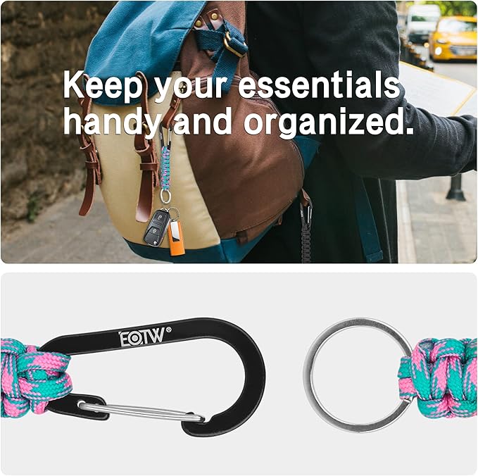 EOTW Paracord Keychain for Men Women Paracord Carabiner Backpack Keychain with Aluminum Clip for Camping Hiking Outdoor Gear