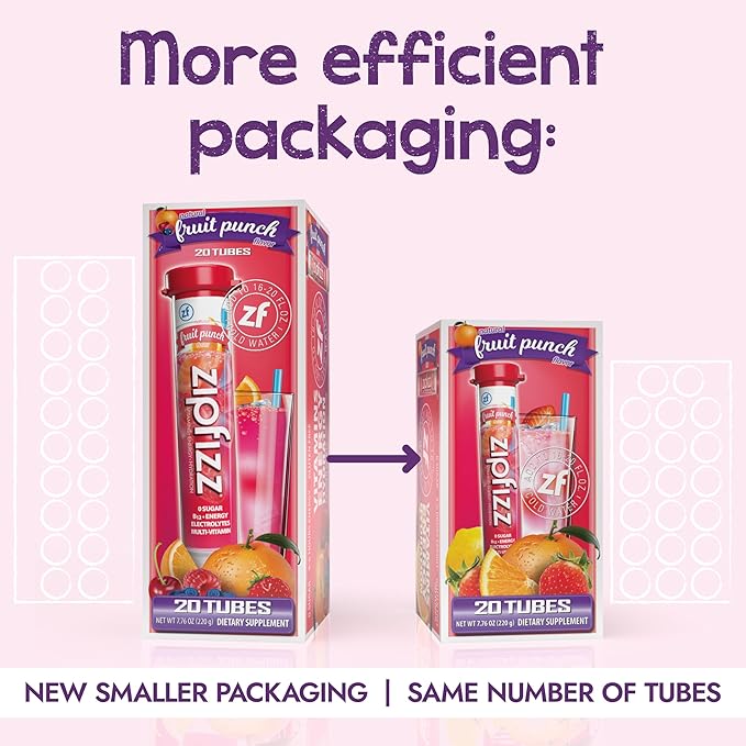 Zipfizz Daily Energy Drink Powder, Fruit Punch, 20 Pack 3-in-1 Sustained Energy, Rapid Hydration, and Essential Vitamins Sugar-Free Electrolyte Powder Contains Vitamin B-12 & Antioxidants