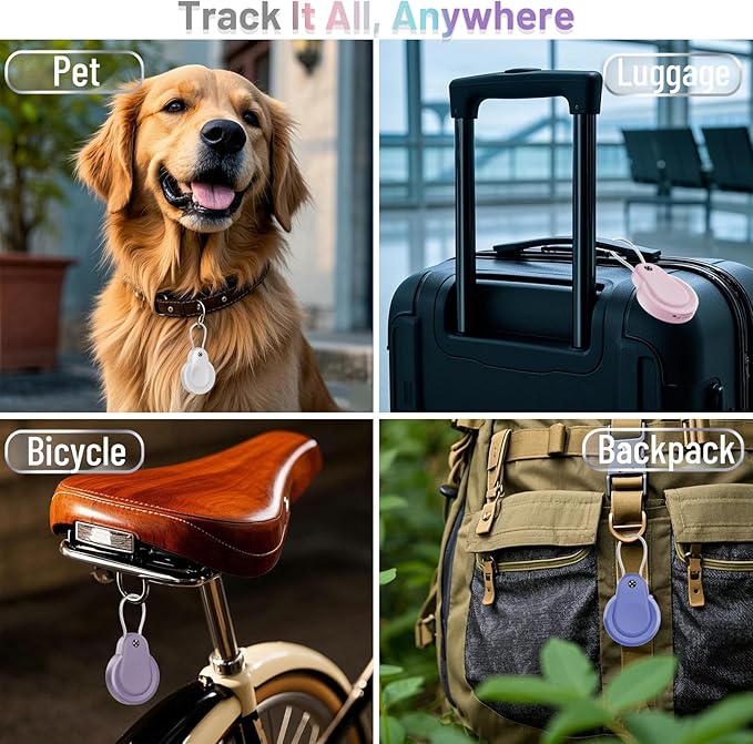 Airtag Holder, IPX8 Waterproof Keychain, Airtags Holder for Apple Airtag Keyring with Wire Cable, Anti-Scratch GPS Case, Airtag Case for Key, Kids, Luggage, Backpacks, Pet Collar, 5 Pack