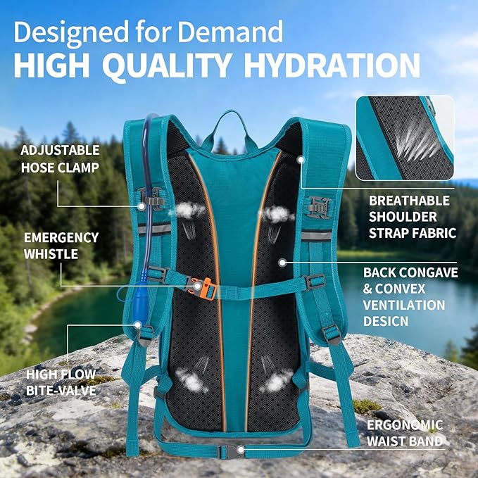KABAQOO Hydration Backpack, 18L Multipurpose Hiking Backpack with 3L Water Bladder, Water Backpack Insulated Hydration Pack Ideal for Hiking and Cycling