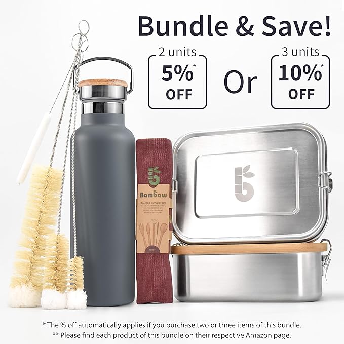 Bambaw 12 oz Stainless Steel Water Bottle, Insulated Water Bottle with Handle, Made of High-Grade Stainless Steel, Reusable & Rust-Resistant, For Hot & Cold Drinks (Stormy Gray)