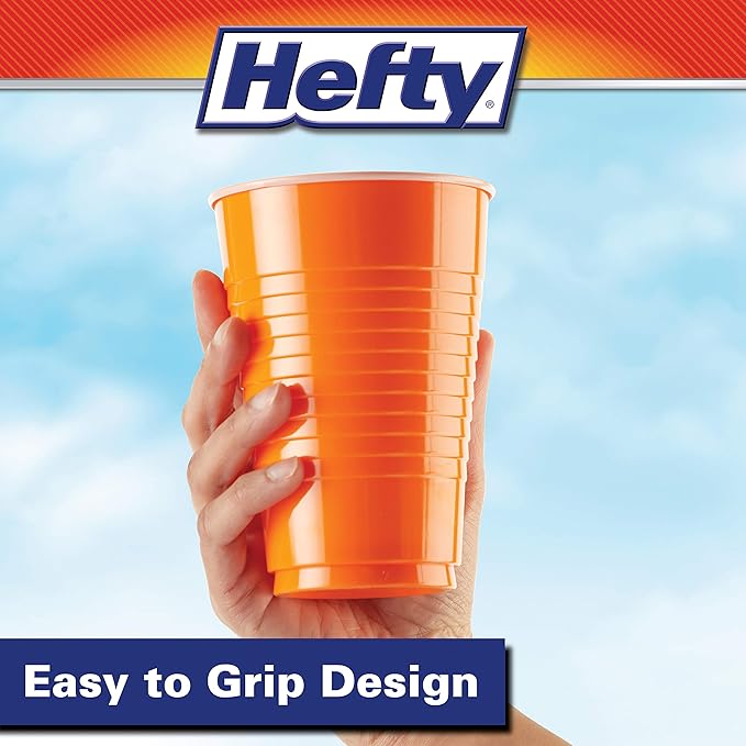 Hefty Plastic Cups, 16 Ounce, Disposable | 100 Count | Pack of 2 | Party | Assorted