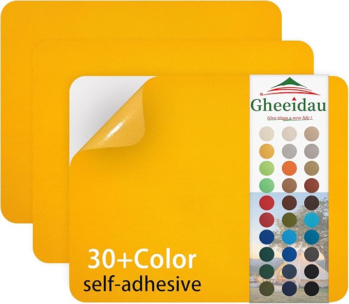 Gheeidau Canvas Repair Patch 9×11 Inch 3Pcs Waterproof Self-Adhesive Fabric Repair Patch for Tents,Boat Cover,Pop Up Canopy,Patio,Bags,Car Seats,Sofas,Furniture Cover(Bright Yellow)