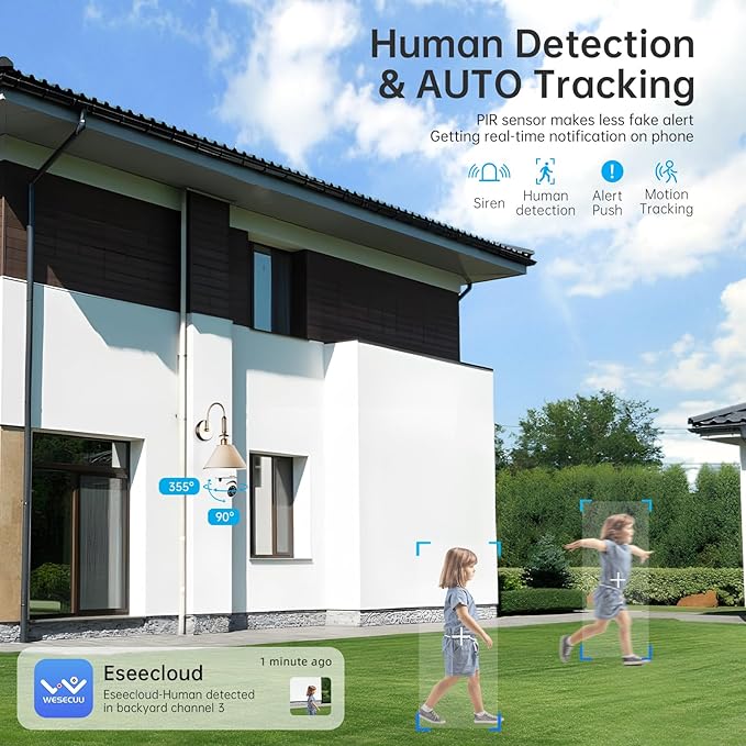 WESECUU 3K Light Bulb Security Camera -5G& 2.4GHz WiFi Security Cameras Wireless Outdoor Motion Detection and Alarm,Two-Way Talk,Color Night Vision,Human Detection, 500MP Ultra HD