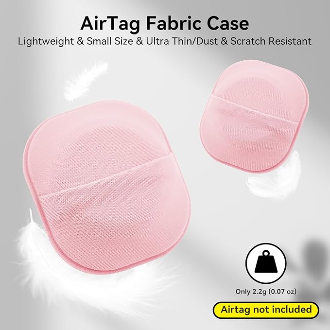 2 Pack for Airtag & Moto Tag Adhesive Mount, for Apple AirTags 1st & 2nd Generation Fabric GPS Holder Case with 3M Adhesive Sticker Stick on Wallet/TV Remote/Car/Luggage Bags/Drones, Lightweight, Pink