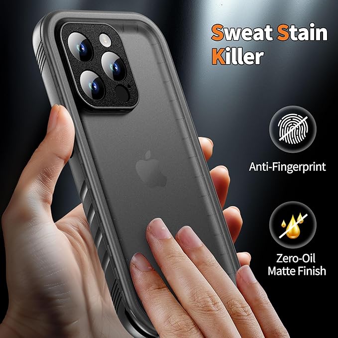 Cozycase for iPhone 15 Pro Max Waterproof Shockproof Dustproof Case - Heavy Duty/360 Full Body/Military Grade/Protective/Rugged 【8FT Drop Proof】 Built in Screen/Camera Protector with Lanyard Black