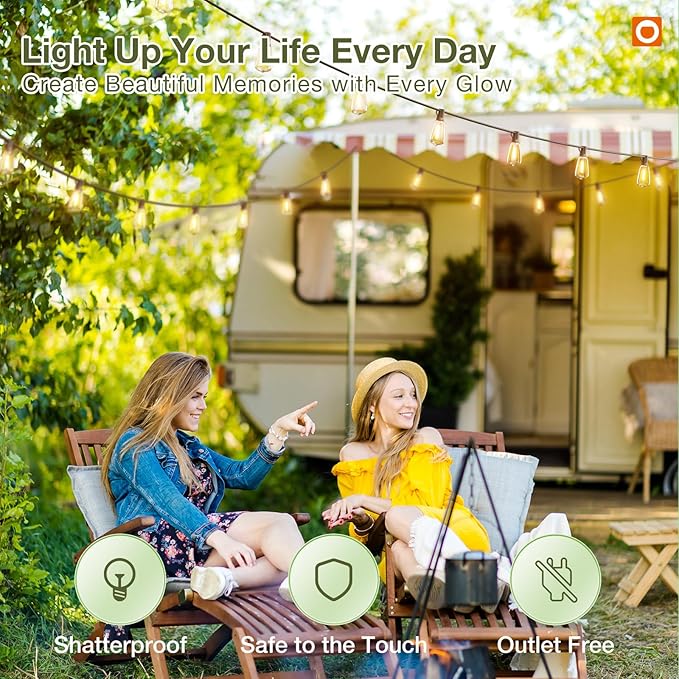 addlon 204FT(2 Pack*102FT) Solar String Lights Waterproof, Patio Lights Solar Powered with Remote & USB Port, 3 Lighting Modes 60+4 LED Shatterproof Bulbs Outdoor Light for Camping Backyard Garden