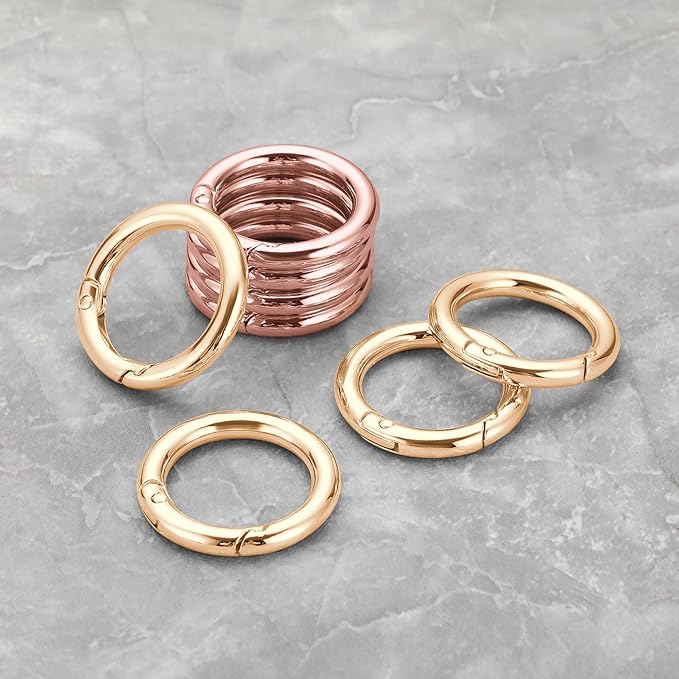 Gkeygo Key Ring Clip, 4/5 Inch Keychain Rings, 8 Pack Round Carabiner Clip for Keys, Buckle, Bags, Purses - Key Chain Hooks Replacement Keychains Lanyard DIY Crafts - Gold, Rose Gold