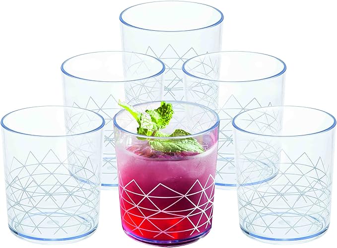 bzyoo BPA-Free Designed Dishwasher Safe 14 oz Plastic Tumbler Set which is Durable and Stackable Great For Parties, Anniversaries (6 PCS, Spidy White)