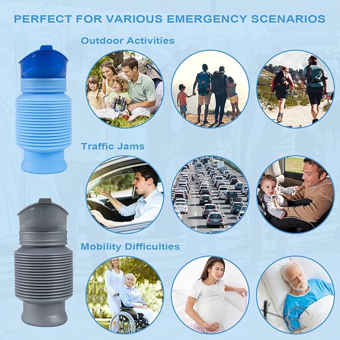 Pee Bottles for Men, Portable Urinal for Men, Collapsible Urine Bottle 750ML, Car Urinals for Men and Women, Emergency Urinal Shrinkable Pocket Toilet for Travel, Camping, Traffic Jam, Road Trips