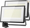 Olafus 2 Pack 300W LED Flood Light Outdoor, Super Bright Outside Floodlights with Plug, IP66 Waterproof 6500K Daylight White Exterior Security Light for Yard Stadium Lawn Barn
