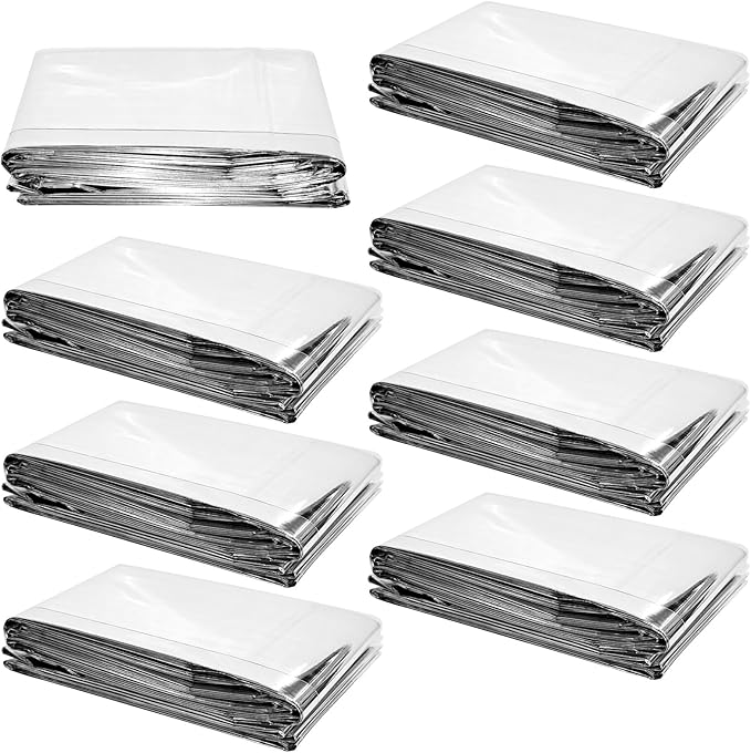 20 Pcs Emergency Mylar Thermal Blanket,High Reflectivity Survival Blanket,Reusable & Waterproof for Outdoor,Camping,Hiking,First Aid,Plant Growth,Garden Greenhouse (Silver)