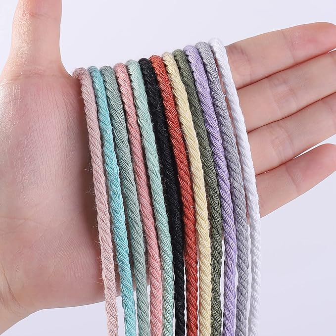 Olive Green Macrame Cord 4mm x 109Yards,Colored Cotton Rope Craft Cord Colorful Cotton Cord Twine for Wall Hanging Plant Hangers Crafts Knitting Decorative Projects