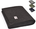 Military Style Wool Blanket – Cushioned, Breathable, Durable, Warm & Washable – Double-Stitched Border – Great for Camping, Outdoor, First Aid, Travel, Car – Fire Retardant – 64"x90" 4.7 lb (Charcoal)