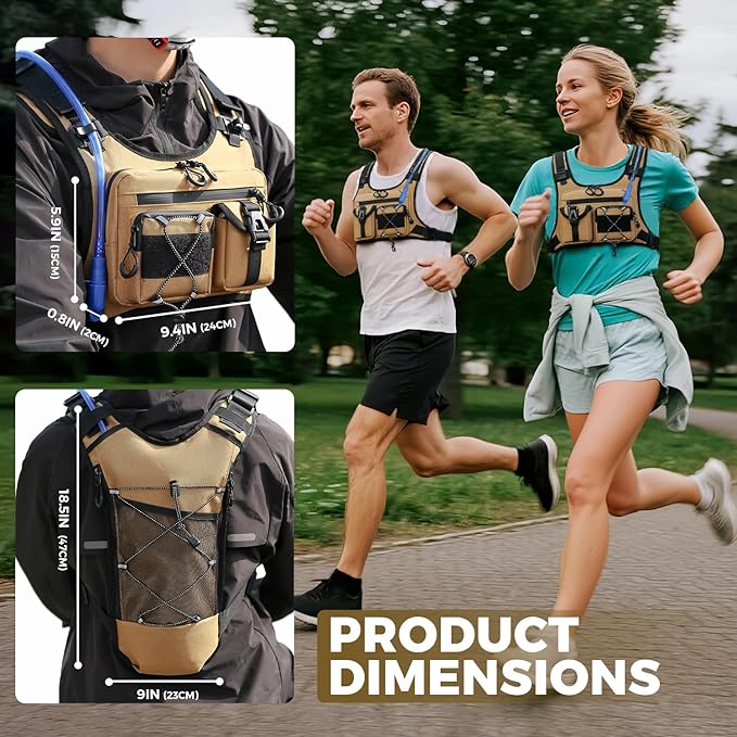 Criuage USA Original Patent Running Hydration Vest Backpack, Lightweight Chest Pack with 2.0L Water Bladder Bag Daypack for Hiking Running Cycling Race Marathon for Women Men