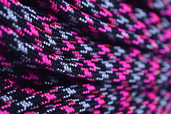 BORED? PARACORD! 550 lb Paracord – Ideal for Crafting, DIY Projects, Camping, Military & Active Outdoors – 300+ Colors – Tactical Parachute Cord Type III – Strong - Neon Pink Ninja 50 Feet