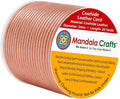 Mandala Crafts Round Genuine Rose Gold Leather Cord for Jewelry Making – 2mm Cowhide Leather Rope String Lace for Kumihimo – 20 Yards Cowhide Craft Cording Spool