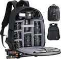 TARION Camera Backpack Bag Small - Professional DSLR Photography Case with 13 inch Laptop Compartment & Waterproof Rain Cover & Bottom Tripod Holder for Men Women Photographers - Black TB-S