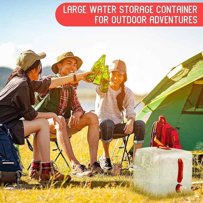 Reallnaive 3 Pack Collapsible Water Container with Spigot, Foldable Camping Water Container Portable Camping Storage Carrier Jug for Outdoors Hiking Emergency Kit Backpack (5.3 Gallon,Red,3 Pcs)