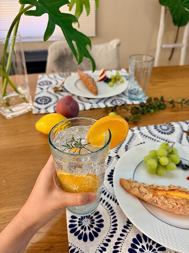 KLIFA- NICE- 20 ounce, Set of 6, Acrylic Highball Drinking Glasses, BPA-Free, Stackable Plastic Drinkware, Dishwasher Safe Cups, Light Teal