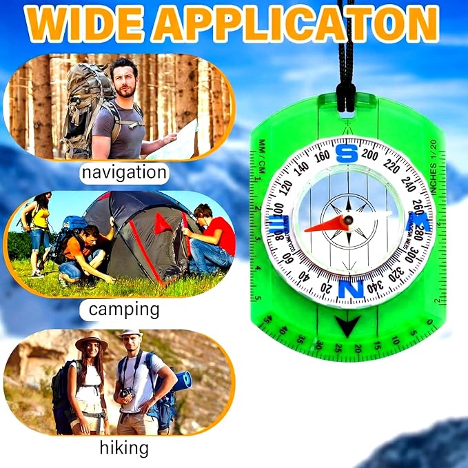 50 Pack Orienteering Compass Bulk Advanced Baseplate Compass Hiking Survival Camping and Navigation Tool Survival Gifts for Hiking Camping Backpacking Map Reading