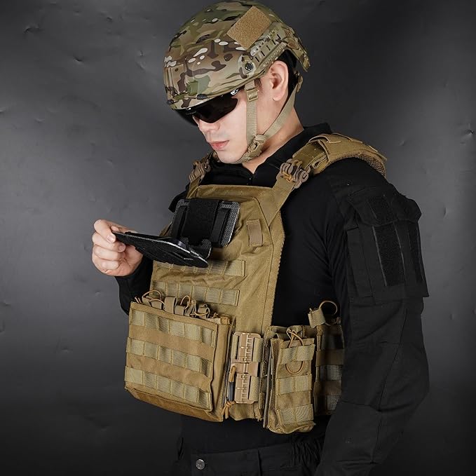 Outdoor Molle Phone Carrier, Lightweight Foldable Navigation Board with Wide Angle Phone Holder, Chest Rig Hovering Mount for Multi-Functional Vests