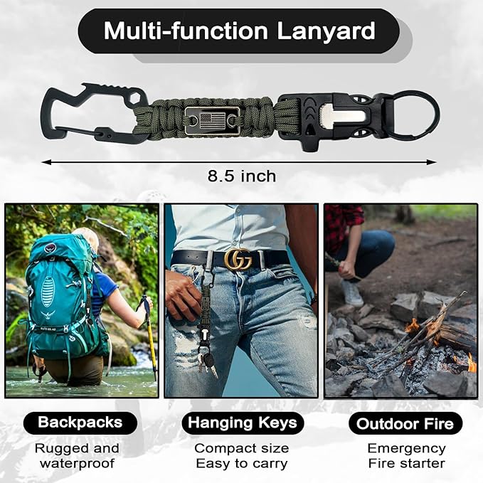 DDOUT Heavy Duty Paracord Lanyard 550 Paracord Braided Keychain for ID Badges, Camera, Whistle, Traveling, Outdoor Activities