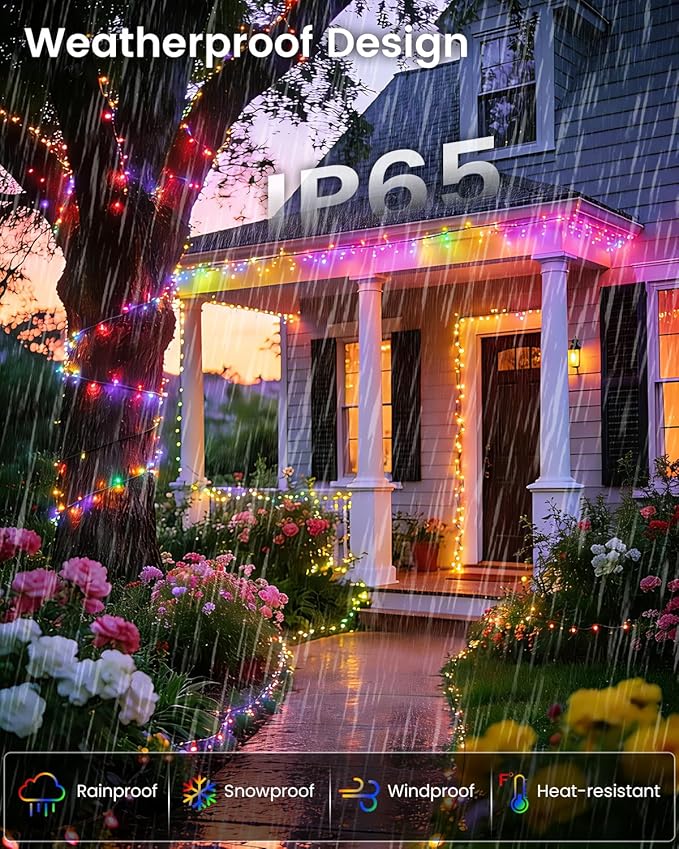 OZS 6 Pack 480LED Solar Christmas String Lights Outdoor, Waterproof 8 Modes Solar Tree Light, Green Wire Christmas Lights Outdoor for Garden, Party, Wedding, Christmas Decorations (Multicolor)
