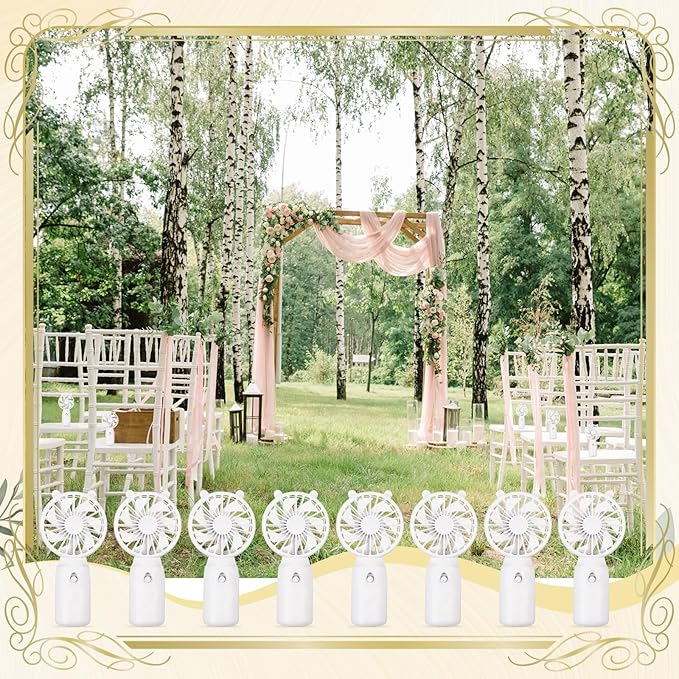 Glooglitter 10 Pcs Battery Portable Handheld Fan Bulk Wedding Fan Personal Hand Held Fan Small Hand Fan Mini Portable Fan for Wedding Bachelorette Party Favor (Cute)