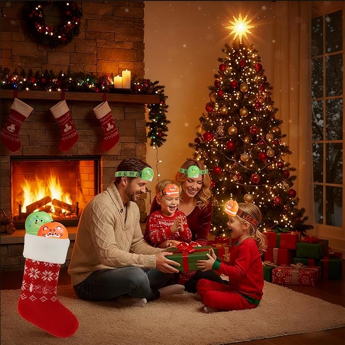 KunHe 8 Pack LED Kids Headlamp with Animal Designs Adjustable Headlight for Camping Running Christmas Stocking Stuffers Christmas Gifts for Girls Boys Batteries Included