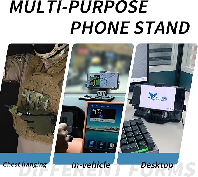 Tactical Gear Plate Carrier Vest Accessories, MOLLE Phone Chest Mount Holder for 6.0"-7.7" Screens, Quick-Release and Adjustable Tactical Phone Holder for Police Vest