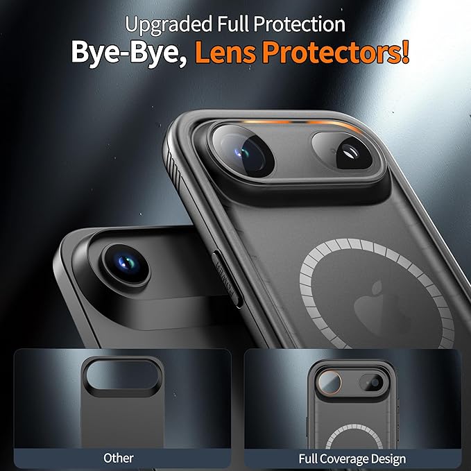 Cozycase for iPhone Air Waterproof Case Full-Body Bumper Shockproof Dustproof Cases with Built-in Screen Protector &Camera Control Compatible with MagSafe,Drop Proof Cover Frosted Black