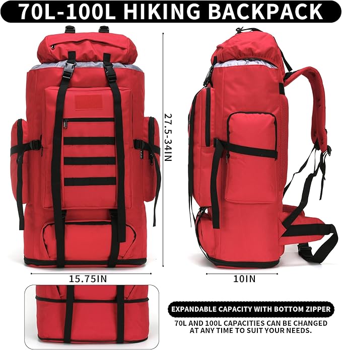 Hiking Backpack for Men 70L/100L Camping Backpack Military Rucksack Molle 3 Days Assault Pack for Climbing | Camping Backpack, 3 Days Assault Pack, for Climbing
