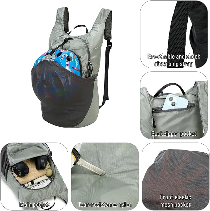 Ultra Lightweight Foldable Backpack,Water Resistant Small Packable Hiking Daypack Outdoor Camping Travel Bag