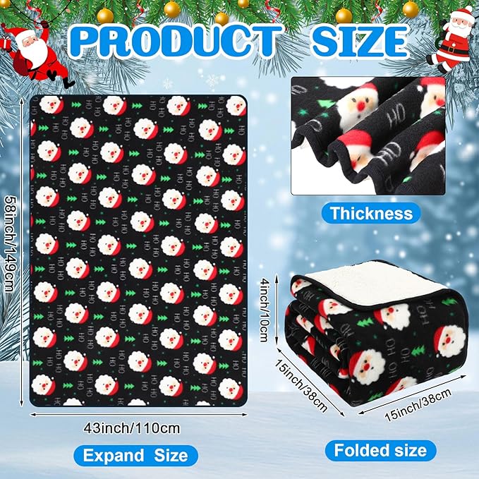 Riakrum 12V Car Heated Blanket for Cold with 2 or 3 Heating Levels 58 x 43 Emergency Winter Adjustable Temperature Electric Blanket Throw Gift Plugs in Car RV Truck SUV(Classic Color,Santa Clause)