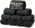 Wool Camping Blanket 10-Pack - 70% Wool Heavy-Duty Military Style Throw, Warm & Washable, Fire Retardant Cover for Emergency, Survival & Outdoor Use – For Camping, Car, Home & Hiking, Grey 66x90
