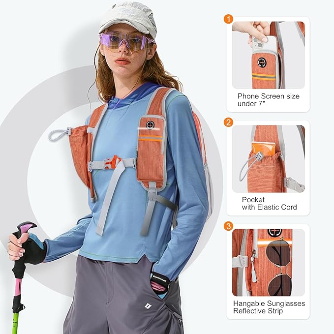 FIORETTO 15L Hiking Backpack for Women Men Mini Packable Backpack Lightweight Small Daypack for Camping Travel Outdoor, Orange