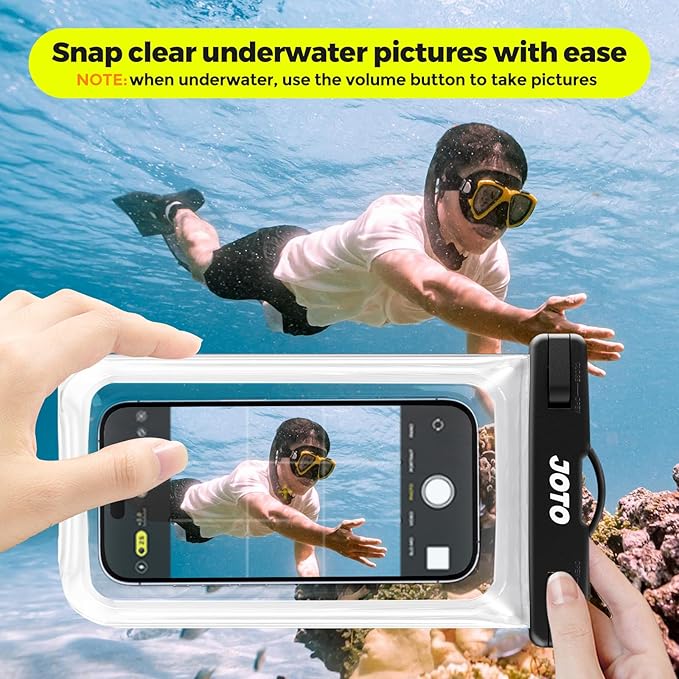 JOTO 2 Pack Universal Waterproof Phone Case for iPhone 17 Air 16 15 14 13 12 11 Plus Pro Max, IPX8 Cellphone Dry Bag XR X SE, Galaxy S23 S22 S21 S20+ S20 S10 Plus Note, Pixel up to 7" -Clear