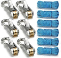 6 Pack Rope with Roller Tensioner for Easy and Secure Tying,2026 New Heavy Duty Retractable Buckle Rope with Accessory Cord for Camping Boating Home Storage Outdoor Use