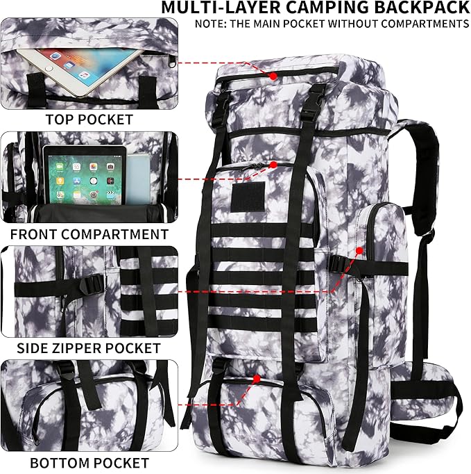 Hiking Backpack for Men 70L/100L Camping Backpack Military Rucksack Molle 3 Days Assault Pack for Climbing | Camping Backpack, 3 Days Assault Pack, for Climbing
