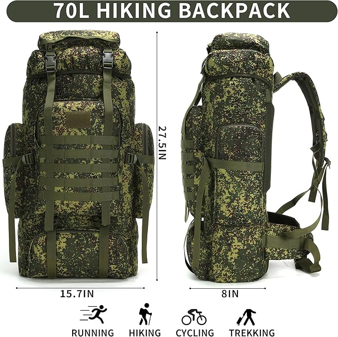 Hiking Backpack for Men 70L/100L Camping Backpack Military Rucksack Molle 3 Days Assault Pack for Climbing | Camping Backpack, 3 Days Assault Pack, for Climbing