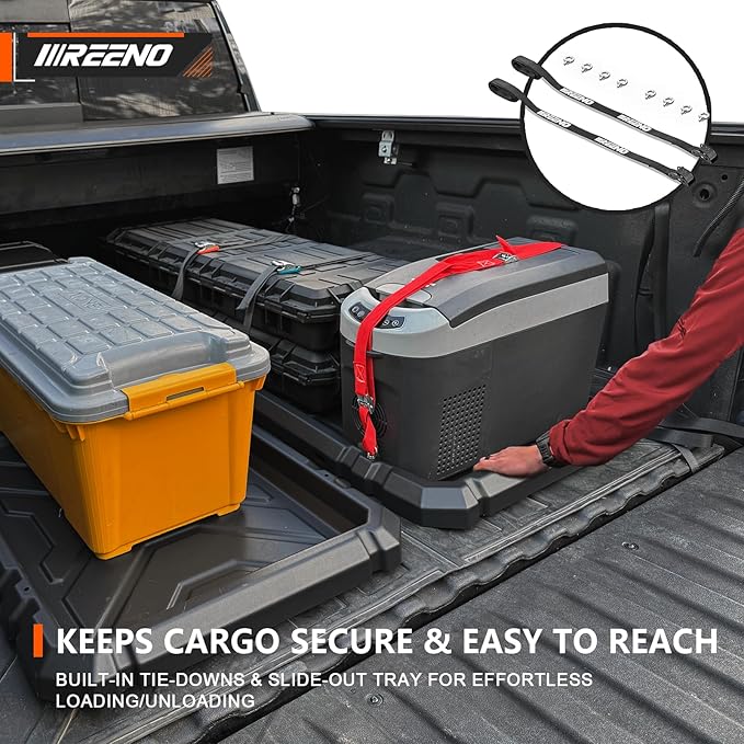 Slide-Out Truck Bed Organizer Tray, Heavy Duty Cargo Storage System with Easy Tailgate Access, Fits 5'7" & Longer Beds, Durable HDPE Material, No Drilling