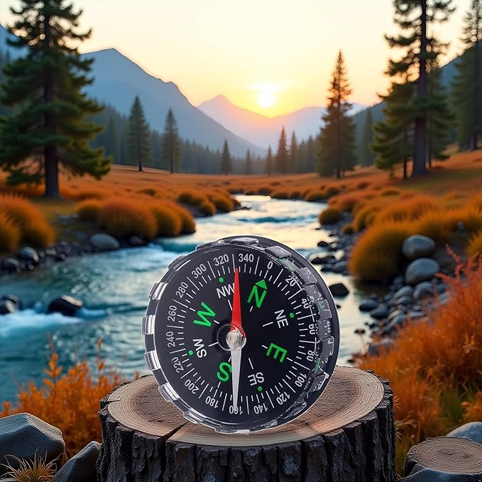Mini Compass for Outdoor Navigation - Portable Liquid Survival Tool for Travel, Hiking, Camping and Backpacking - Clever Design, 4.5cm Diameter, Ideal for Boating and Navigation, Compasses