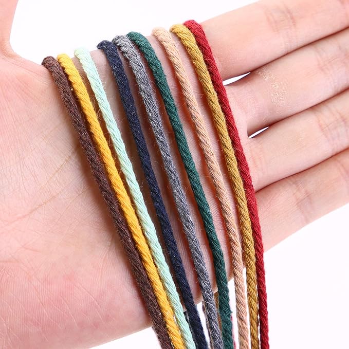 Wine Red Macrame Cord 3mm x 109Yards, Colored Cotton Rope Colorful Cotton Craft Cord Twine for Wall Hanging Plant Hanger Crafts Knitting Decorative Projects