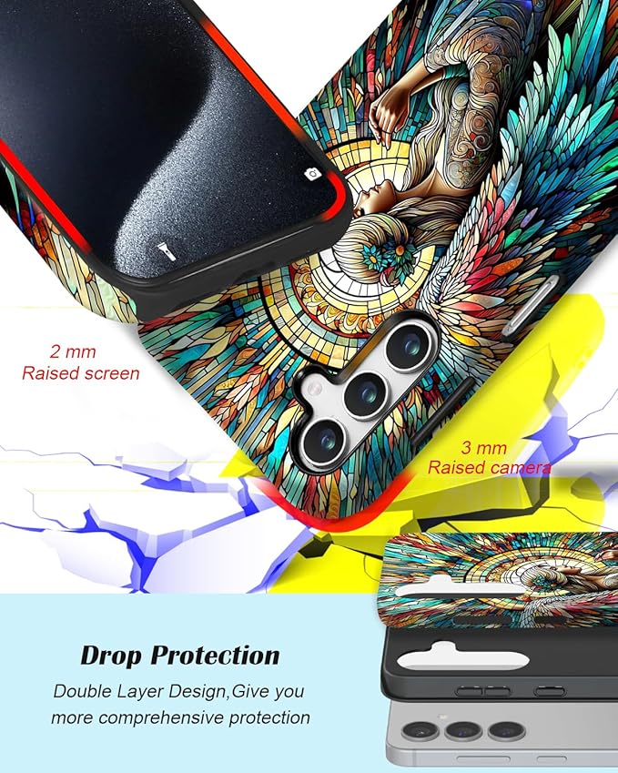 Compatible for Samsung Galaxy A37 5G Case, Dual Layer Heavy Duty 2 in 1 Shockproof Protective Phone Case,Angel